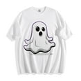 thumbnail image 5 of lcziwo Womens Fall Shirt Crew Neck Funny Ghost Graphic Tees Halloween Short Sleeve Going Out Tops, White, L, 5 of 6