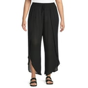 Time and Tru Women's Plus Size Gathered Waist Petal Leg Cover Up Pants