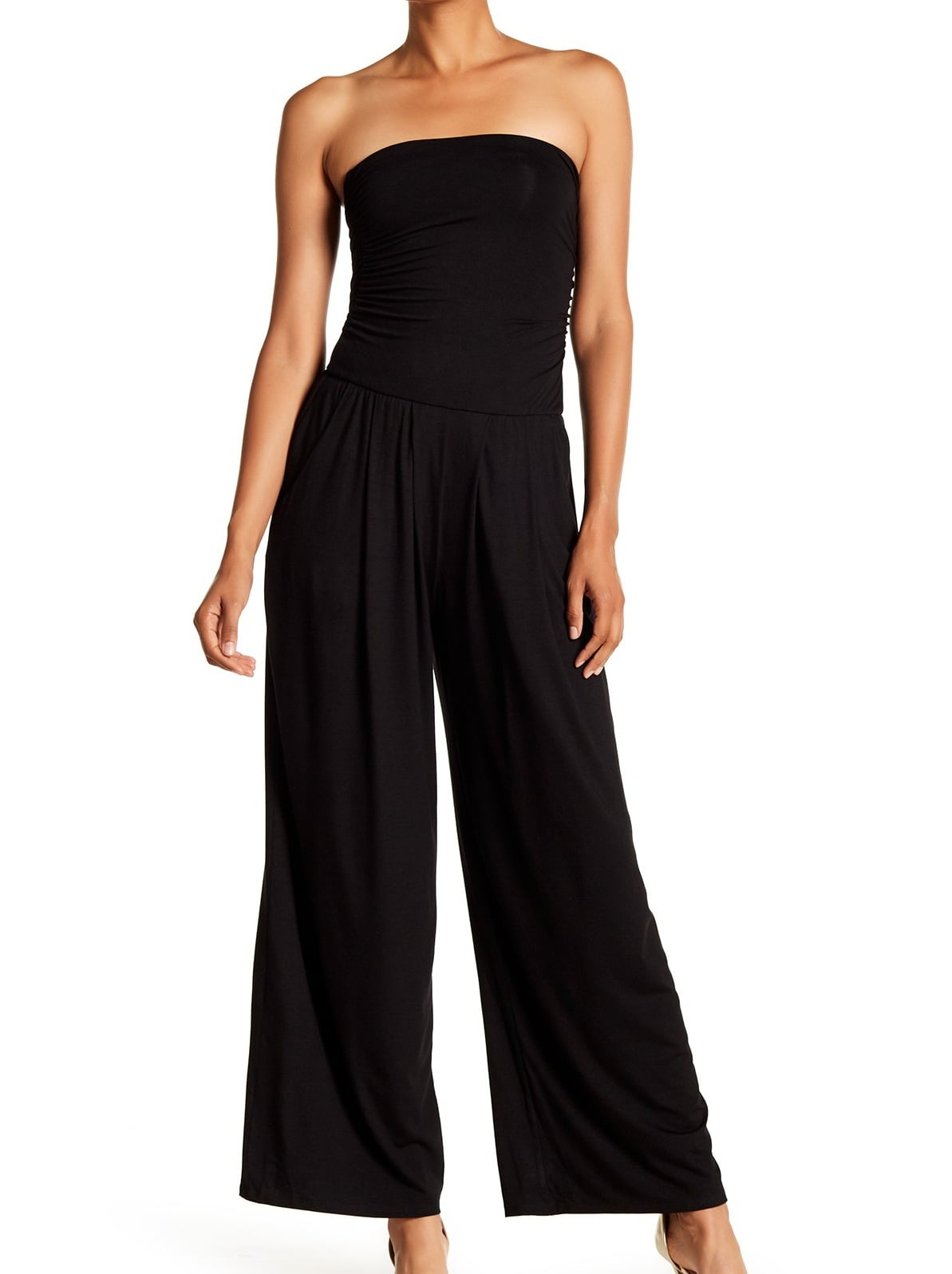 strapless ruched jumpsuit