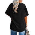 thumbnail image 2 of Short Sleeve Women's Plus Size Solid Color V-neck Casual Loose T-shirt Tops, 2 of 5