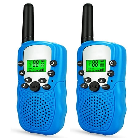 QiShi Walkie Talkies for Kids, Toys for 3-12 Year Old Boys Girls 22 Channels 2 Way Radio Toy with Backlit LCD Flashlight, Long Range Distance for Kids,Blue
