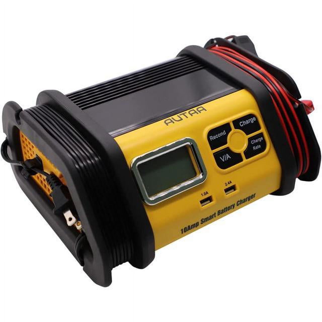 AUTAA 12V Fully Automatic 10 Amp Bench Battery Charger/Maintainer , Alternator Check, Cable Clamps.