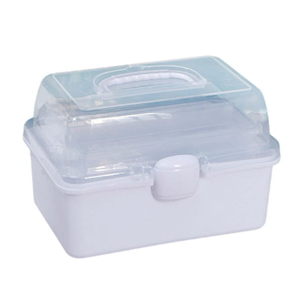 Cajas de almacenamiento transparentes con 3 compartimentos y organizador multiusos duradero. Blanco
