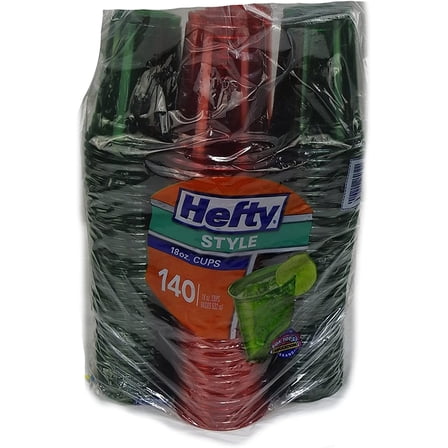 Hefty Basic Clear 2 Colors Hard Plastic Holiday Cups, 18 Ounce (140 Count)