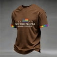 thumbnail image 2 of Men's We The People Means Everyone Polo Shirt with Rainbow Fist Graphic and Colorful Collar Trim Featuring Short Sleeves Coffee L, 2 of 5