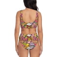 thumbnail image 3 of Kdxio Fruit-Flavored Ice-Cream Print Women's 2 Piece High Waisted Wrap Spaghetti Strap Summer Swimsuit Bikini Set-Small, 3 of 7