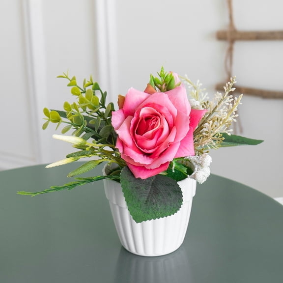 SouMaox Artificial Flowers, Lifelike Plastic Potted Decor, Vibrant Home Office Decoration for Tabletop and Shelf Display