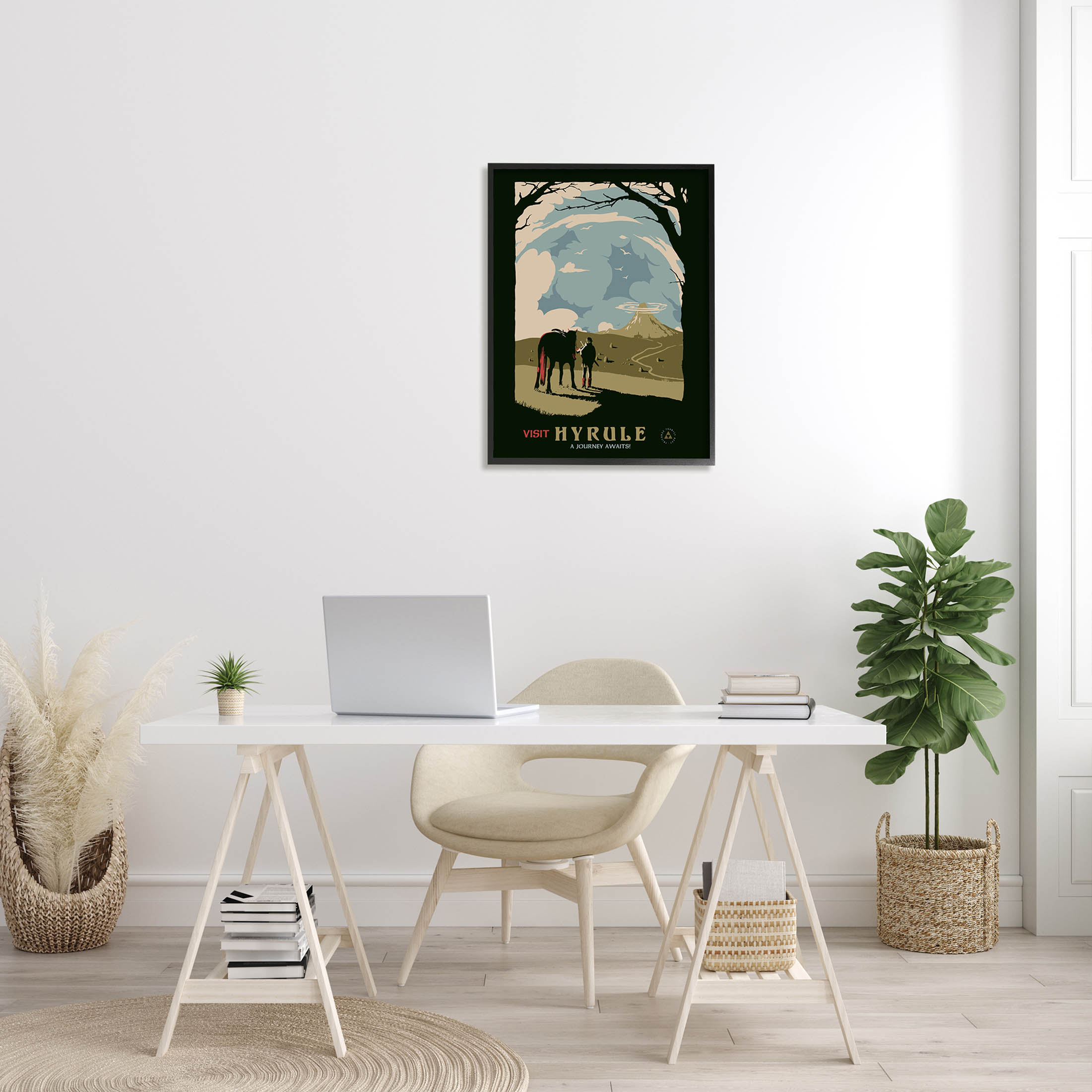 Stupell Industries Visit Hyrule Fantasy Wildlife Character Graphic Art Black Framed Art Print Wall Art, Design by Matheus Lopes Castro