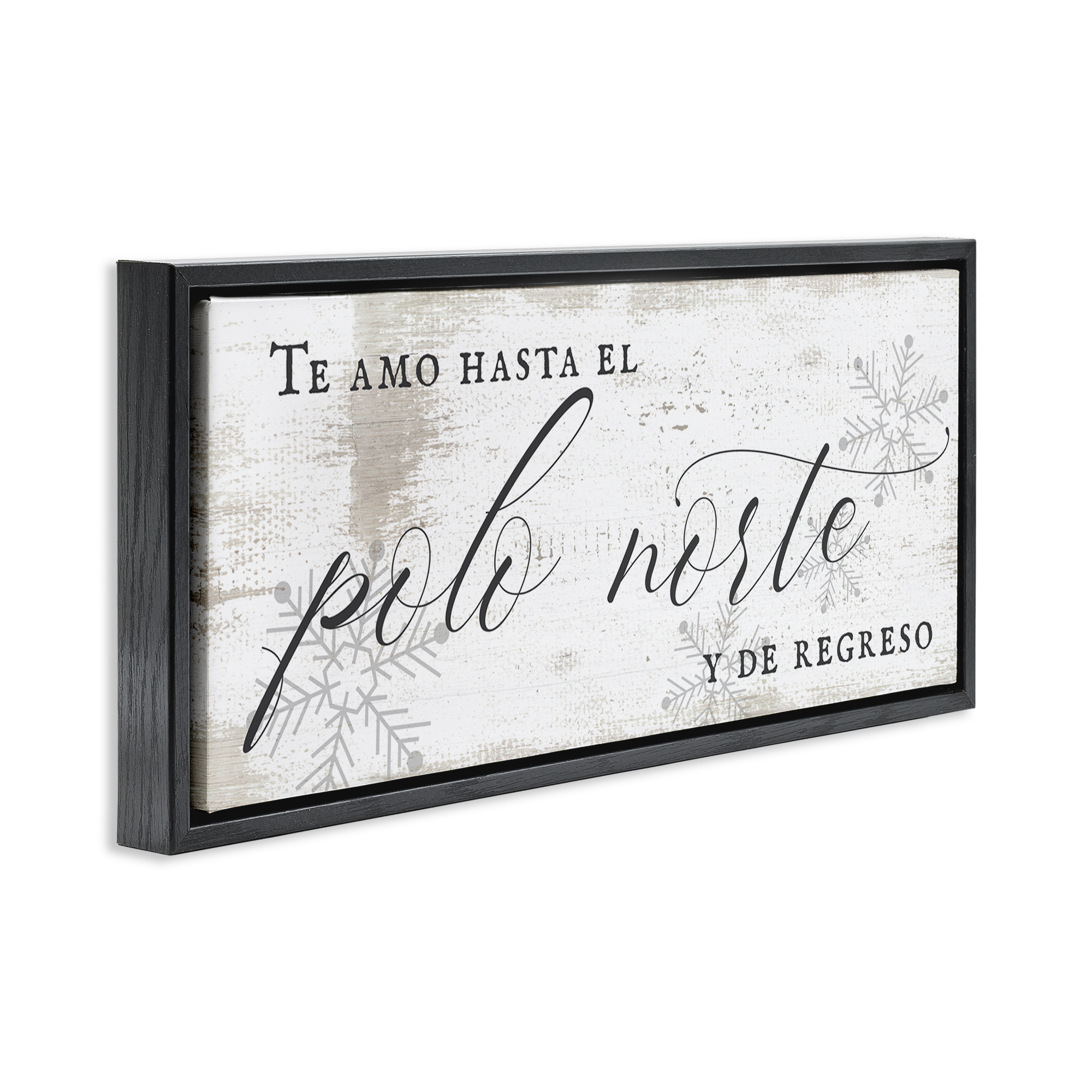 Stupell Industries Te Amo Hasta el Polo Norte Holiday Painting Black Floater Framed Art Print Wall Art, 25 x 11