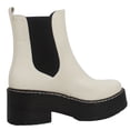 thumbnail image 3 of Soda Women's Yossi Chelsea Pull On Chunky Platform Block Heel Ankle Bootie, White, 7.5 M US, 3 of 4