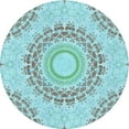 thumbnail image 1 of Ahgly Company Machine Washable Indoor Round Transitional Tron Blue Area Rugs, 8' Round, 1 of 7