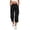 Black, variant on Womens Solid Elastic Drawstring High Waist Cargo Capri Pants Button Zip Closure Side Split Hem Multi Functional Pockets Relaxed Fit Mid Calf Utility Cropped Trousers