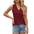 thumbnail image 6 of CALAFEBILA Ladies Blouses Lace Tank Tops,Women's Fashion Solid Color Vest Summer Sleeveless V Neck Loose Breathable Women Tops, 6 of 6