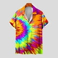 thumbnail image 2 of XMMSWDLA Tie Dye Hawaiian Short Sleeve Button-Down Shirt for Men Yellow Mens Athletic Shirts, 2 of 5