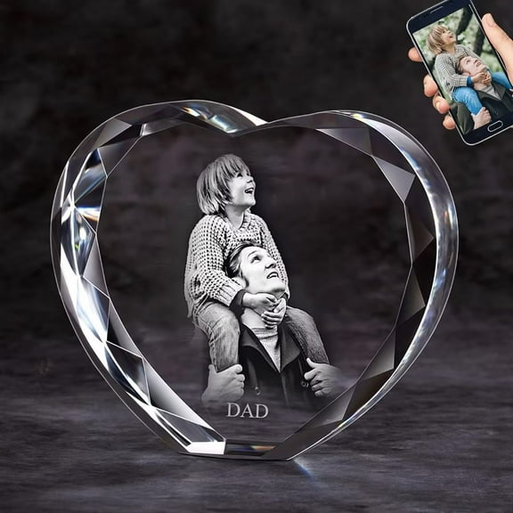 AISENIN 3D Crystal Photo Birthday Gifts for Women Custom Heart Engraved Crystal 3D Laser Etched Pictures for Wedding Engagements Memorial Anniversary Couple Gifts