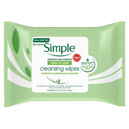 Simple Kind to Skin Cleansing Facial Wipes, 25 ct