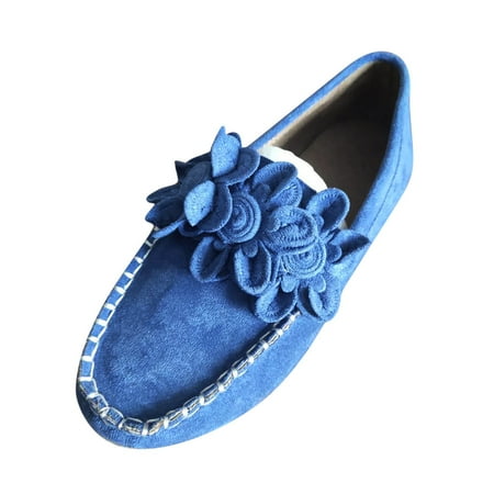 

asdoklhq Casual Shoes for Women Women Flats Leather Shoes Flat Flower Moccasins Soft Bottom Loafers Slip Shoes