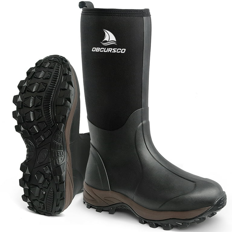 Men's Black Rubber Fishing Boots - Size 10