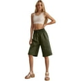 thumbnail image 5 of Summer Akafmk Summer Womens Shorts,Women Cotton Linen Shorts,Women's Half Shorts Pants Summer Elastic Waist Buttons Casual Linen Pockets Pants, 5 of 6