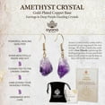 thumbnail image 4 of AYANA Raw Amethyst Deep Purple Healing Crystal Earrings for Women | Gold-Plated Copper Base Jewelry for Spiritual Awareness & Peace | Handmade, Ethically Sourced Pure Natural Natural Gemstone, 4 of 7