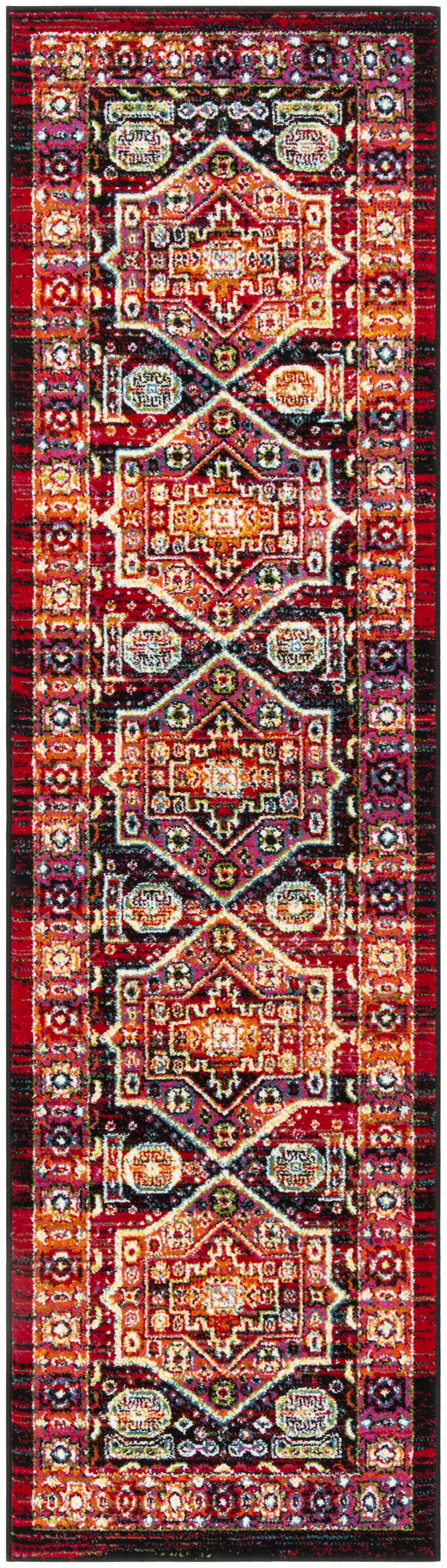 SAFAVIEH Cherokee Kelleigh Traditional Runner Rug, Black/Orange, 2'3' x 8'