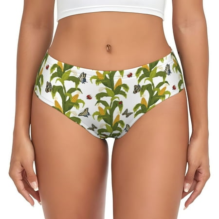 Womens Underwear - Corn And Butterflies No Show Seamless Underwear for Women  Kawaii Soft Stretch Women s Panties  Hipster Ladies Panties Bikini Underwear Briefs