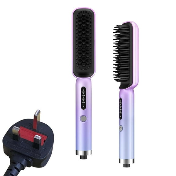 4-Speed Smart Hair Straightener Comb – Wet & Dry Use, 15s Fast Heating, 30W Portable Electric Styling Brush for Straightening and Curling, Suitable for Home, Salon, Dorm