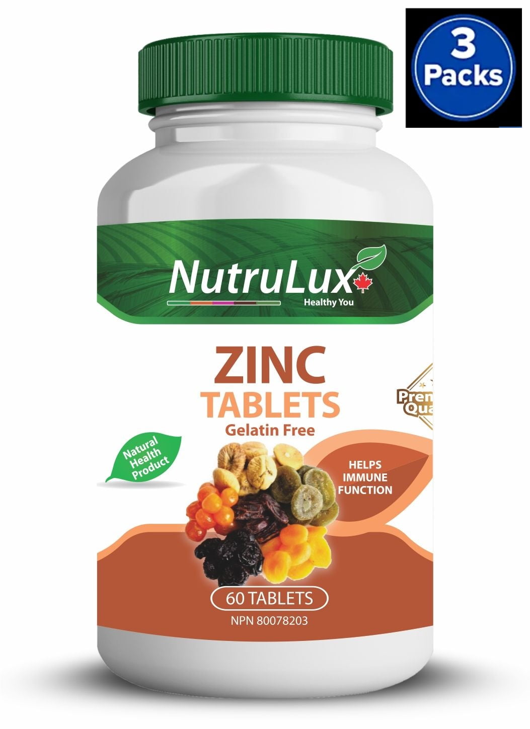 NutruLux Zinc (50 mg Zinc) Halal Gelatin Free Tablets(Pack of 3)