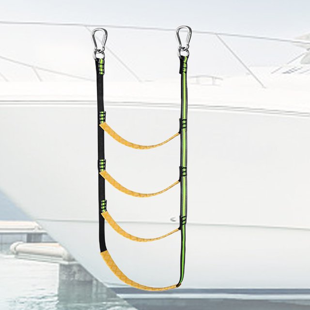 Escalera de cuerda portátil de 3/4/5 escalones, escalera de baño suave para canoa kayak (128CM)