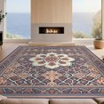 thumbnail image 2 of Design&I 9'x12' Washable Area Rug Mosaic Distressed Border Potbelly Burning Vintage Boho Kilim Playful for Great Room, Large Living Giant Skid-Resistant, 2 of 7