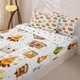 thumbnail image 3 of Erosebridal Happy Camping Zipper Full Size Comforter Sets with Fitted Sheet and 2 Pillowcases,Cartoon RV Car Zipper Bedding Set,Gold Khaki Green,Reversible, 3 of 6