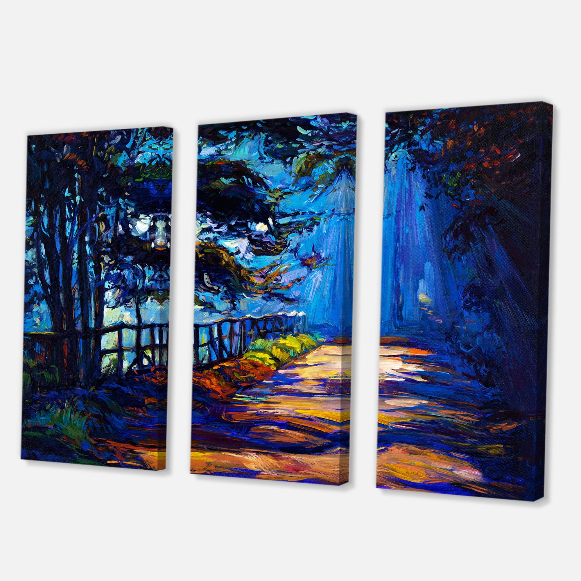 Designart ' Park Road In The Afternoon Shadows ' Lake House Canvas Wall Art Print