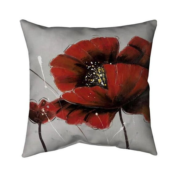 18 x 18 in. Red Poppy Flowers-Double Sided Print Indoor Pillow