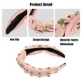 thumbnail image 3 of Diadema rosa Unique Bargains llena de diamantes plisada anudada para mujer, 3 of 7