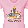 thumbnail image 4 of Inktastic Merry Catmas with Cat Tree and Yellow Star Women's V-Neck T-Shirt, 4 of 5