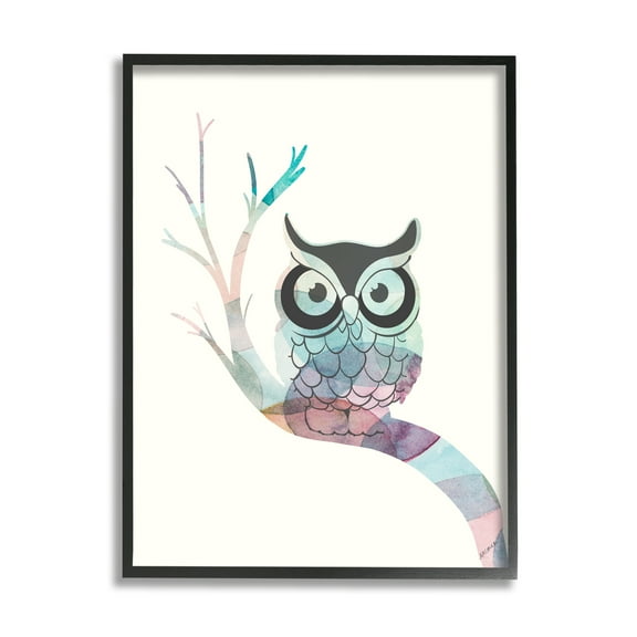 Stupell Indtries Big Eye Owl Perched Minimal Abstract Tree Branch,11 x 14,Design by Ann Marie Coolick