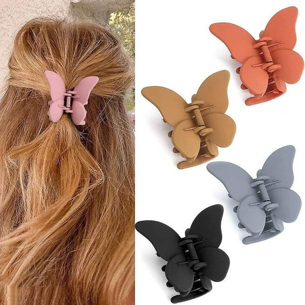 Pinzas de pelo de mariposa Taian para mujer pinzas de pelo para cabello grueso pinzas de pelo mate pinzas de mariposa grande para mujer 4 Uds pinzas de pelo medianas pinzas de pelo lindas F