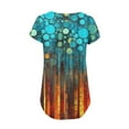 thumbnail image 4 of NAMTYQX Going Out Tops for Women Ruffle Casual Loose Fit Hip Short Sleeve Button V Neck Plus Size Patterns Cyan Size 3XL, 4 of 5