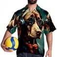 thumbnail image 4 of Retro Dog Men's Short Sleeve Button Down Hawaiian Beach Printed Casual Shirts, 4 of 6