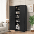 thumbnail image 4 of 71" Metal Storage Cabinet with Lock,Garage Storage Cabinet with 2 Doors and 5 Adjustable Shelves,Tool File Cabinet for Garage Office,Home,Gym,School（Black）, 4 of 9
