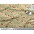 thumbnail image 2 of Soimoi Beige polyester Crepe Fabric Cedar Tree & Fox Animal Print Sewing Fabric Yard 42 Inch Wide, 2 of 5