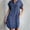 *Dark Blue, variant on ClodeEU Women's Faux Denim Short Sleeve Lapel Button Slim Fit Midi Dress ,Solid Color Casual Dress Dark Blue,Womens Plus M