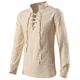 thumbnail image 5 of Disfraz de pirata para hombre, traje de cosplay medieval renacentista, camisa, chaleco, pantalones con banda vikinga, pañuelo para la cabeza con cinturón, traje de Halloween, 6 piezas, 5 of 5