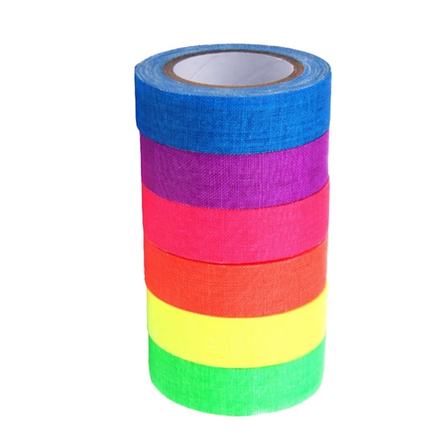 Moyic 6 rollos de cintas de neón para interiores, pegatina brillante de color sólido interesante, adorno de suelo, cinta fluorescente DIY, Kits de decoración para fiestas