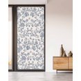 thumbnail image 2 of Window Privacy Film Blue Floral Stained Glass Window Film Decorative Sun Block Window Cover Farmhouse Vintage Flower Leaf Botanical Window Clings Static Adhesive Sticker for Bathroom 35.4"x78.7", 2 of 7