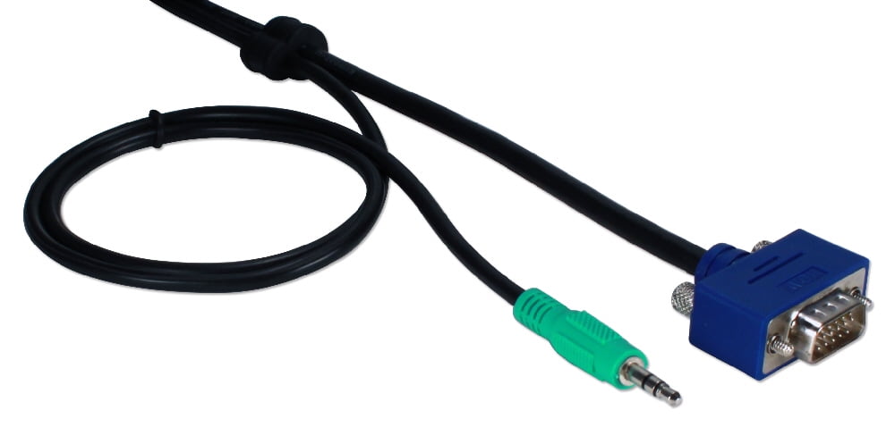 QVS 25ft High Performance UltraThin VGA/UXGA HDTV/HD15 with Audio Tri-Shield Fully-Wired Cable with Panel-Mountable Connectors