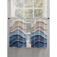 thumbnail image 3 of Kitchen Curtains 54 Inches length, Blue Beige Window Treatment Curtain Drapes, Coastal Wave Modern Abstract Art Decorative Window Curtains for Bedroom Cafe, 52"x54", 2 Panels, 3 of 7