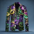thumbnail image 2 of IWRICH Mardi Gras Jackets for Men Carnival Printed Blazer Slim Long Sleeve Button down Suit Jackets Holiday Sport Coat 06-Purple XL, 2 of 3