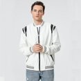 thumbnail image 2 of Men's PU Faux Leather Full-Zip Bomber Jacket Stand Collar Fleece Windproof Lightweight Motorcycle Racing Coat Outwear, 2 of 4