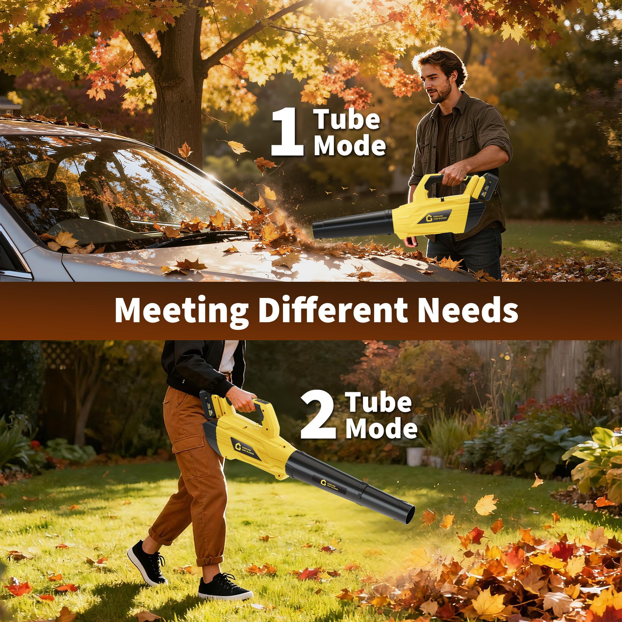 Leaf Blower Cordless Brushless- 20V Electric Leaf Blower 700CFM & 2 Speed Modes with Charger, 1*4.0Ah Battery Powered for Lawn Care